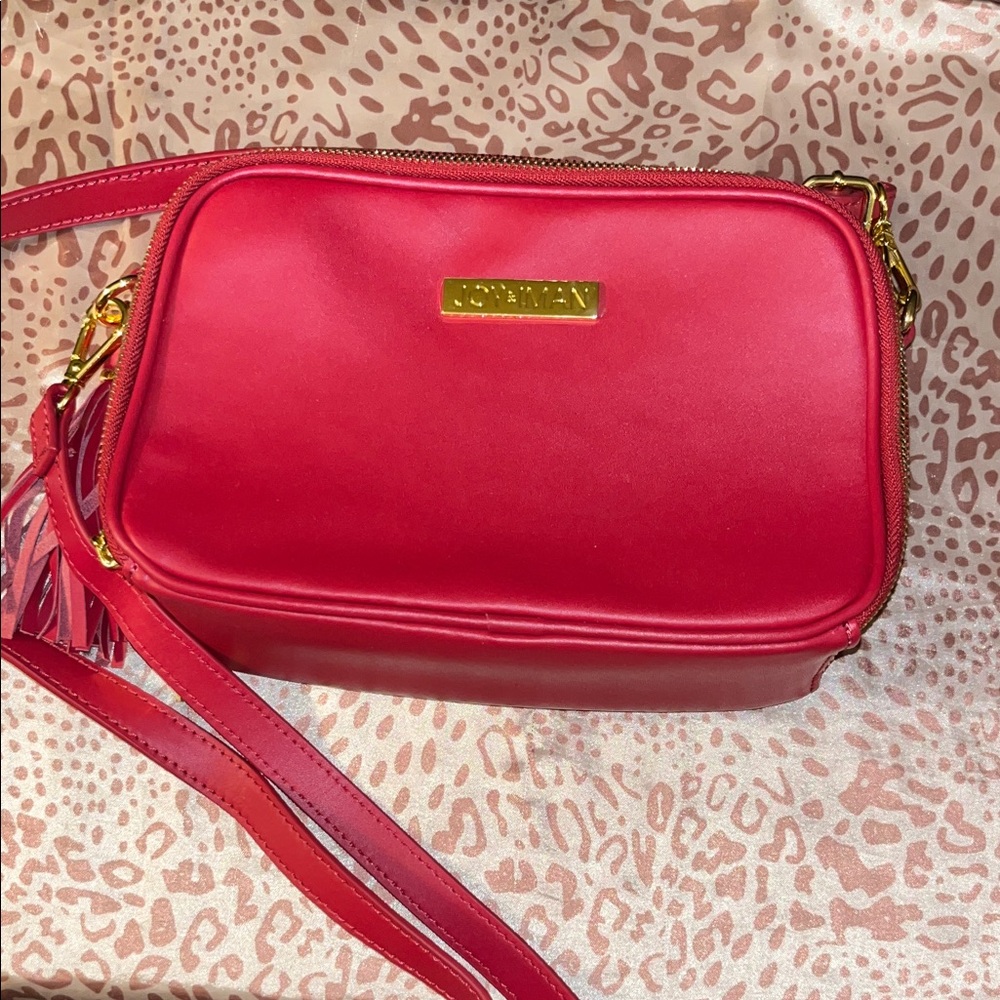 Joy & Iman Cherry Red Leather Crossbody Bag